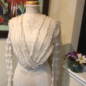 Very Rare Antique Victorian Tulle & Lace Wedding Dress / Great Condition - XS/ S